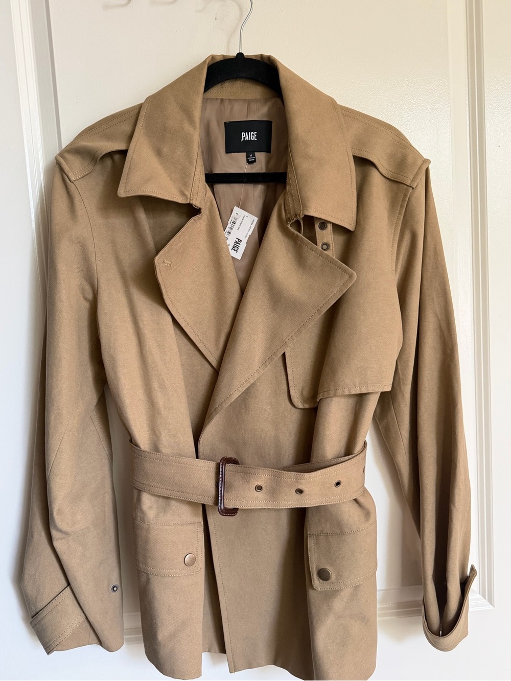 PAIGE Beige/Tan Belted Trench Coat